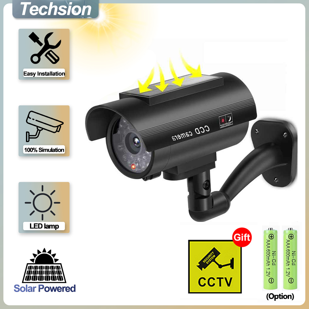 Home Security Lights Outdoors - Solar Panel Dummy Surveillance Camera Outdoor