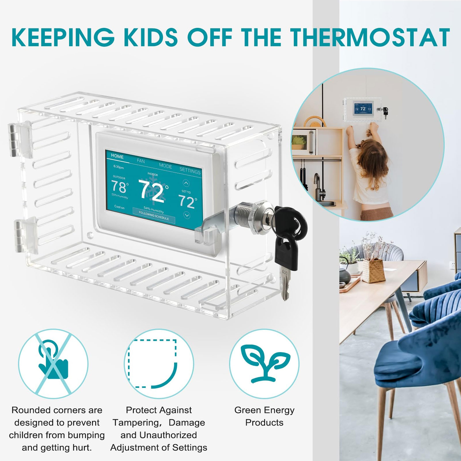 Thermostat Lock Box Clear Acry - Home Security Firms review and price