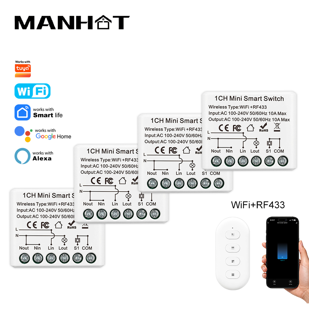 10A Mini WIFI Smart Switch RF4 - Home Security Alexa review and price